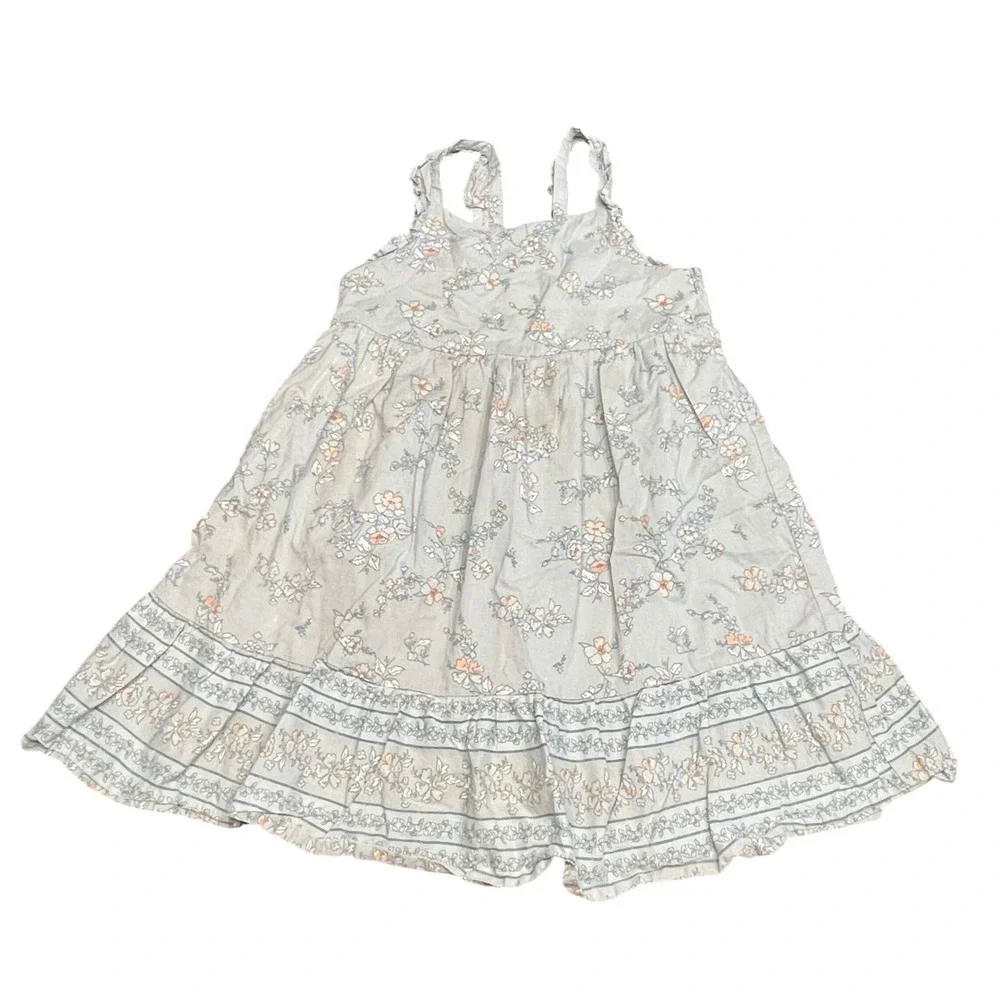 OshKosh B'gosh Girls Light Blue Floral Print Ruffle‎ Strap Dress Size 5T